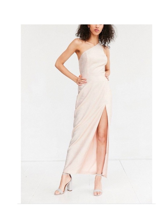 silence + noise Dresses & Skirts - NWT silence + noise One-Shoulder Metallic Powder Pink Maxi Dress w/High Slit 10